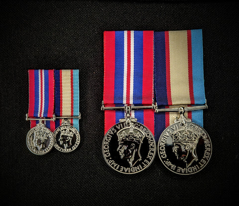 Replica pair of mounted mini world war 2 medals!